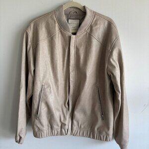Bagatelle Collection Womens Bomber Jacket Full Zip Long Sleeve Beige Size‎ Large